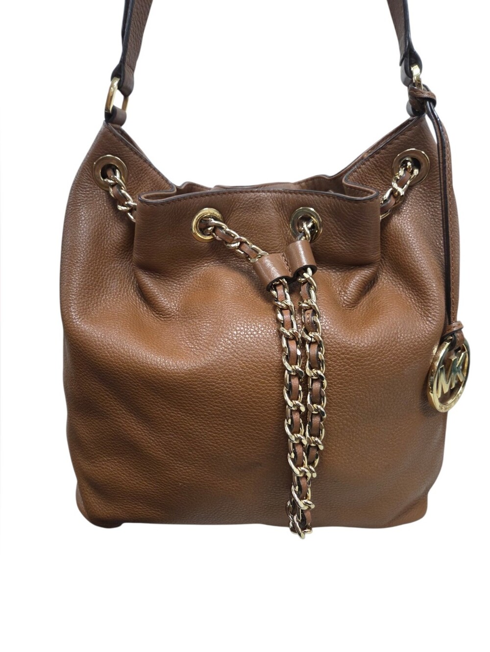 Michael Kors Frankie Cognac Pabbled Leather Shoulder Bag